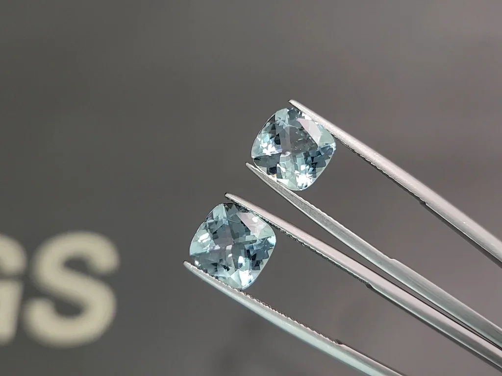 Par de aguamarinas talla cojín de 5,03 carats, Madagascar  Image №3