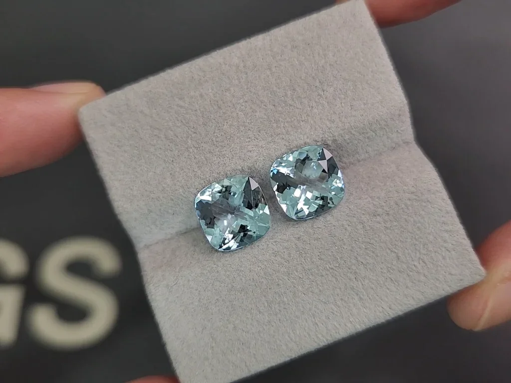 Par de aguamarinas talla cojín de 5,03 carats, Madagascar  Image №4