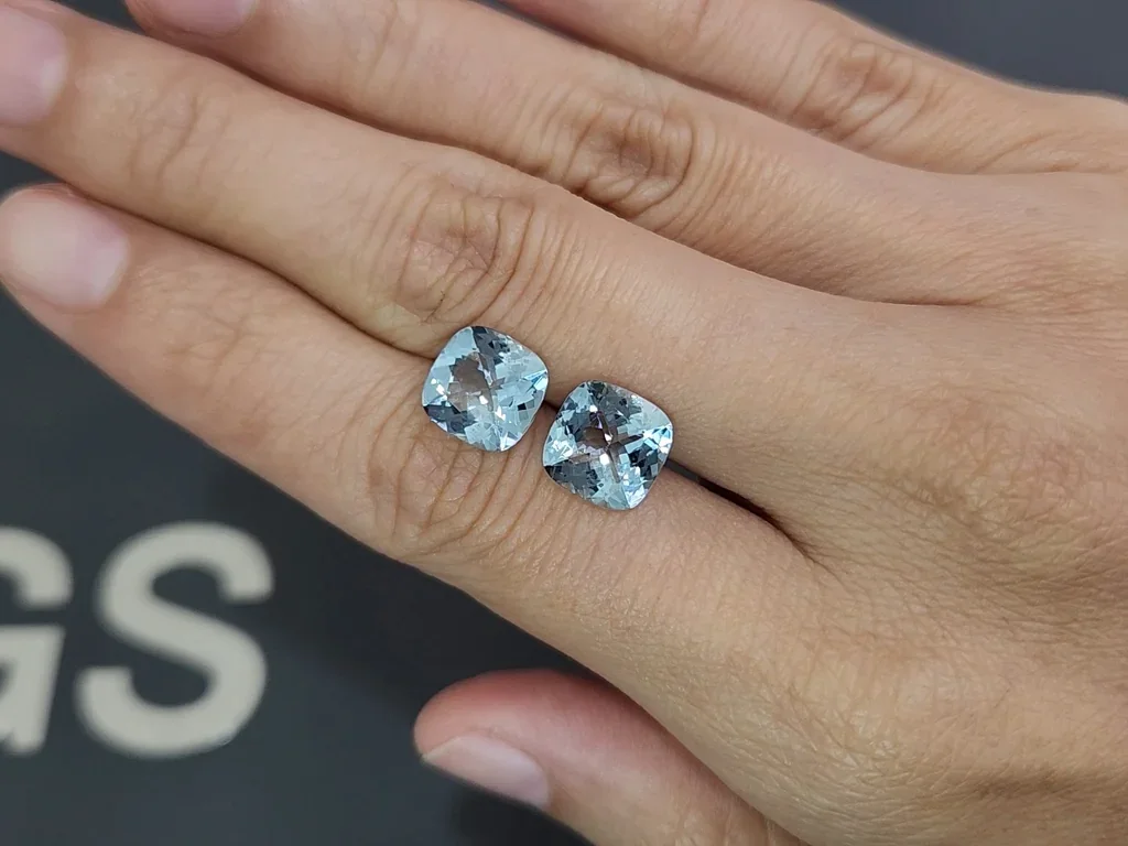 Par de aguamarinas talla cojín de 5,03 carats, Madagascar  Image №2
