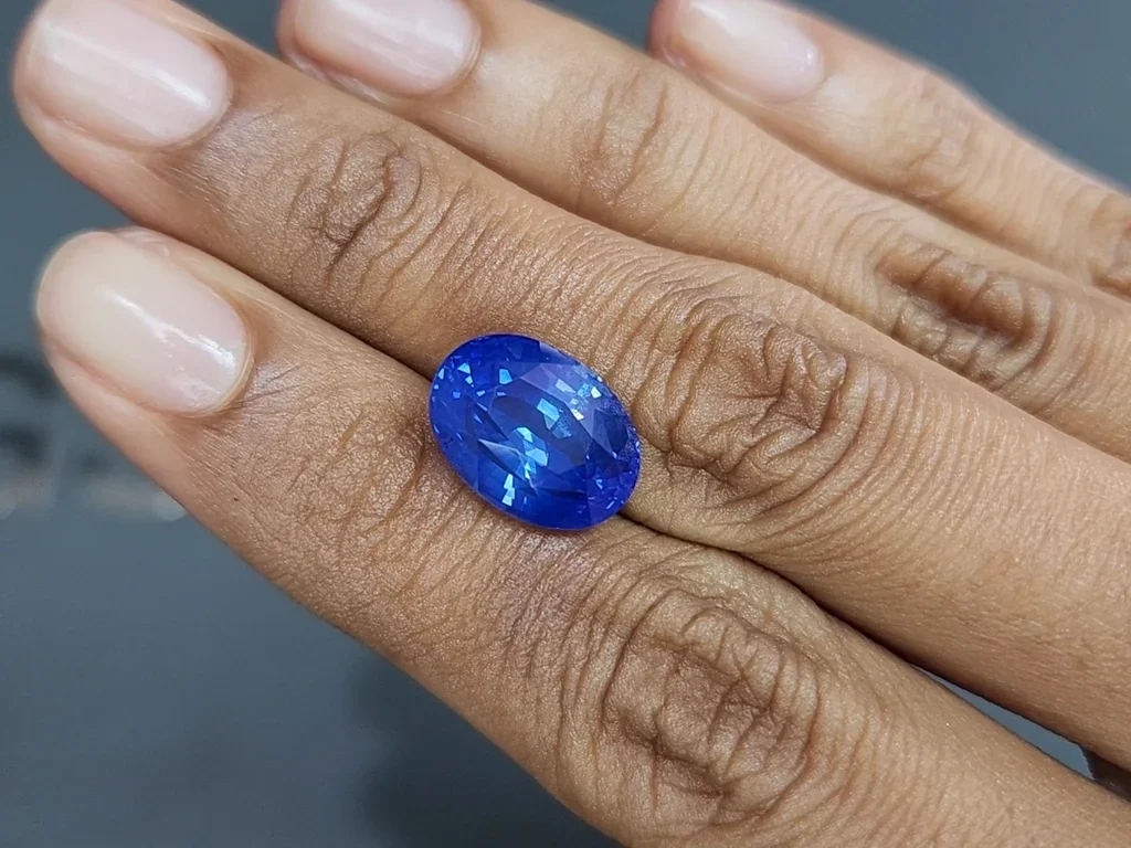 Gran zafiro azul sin calentar de talla ovalada de 10,53 quilates, Sri Lanka Image №2
