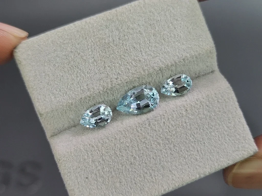 Set of aquamarines in pear cut 2.16 carats, Madagascar Image №5
