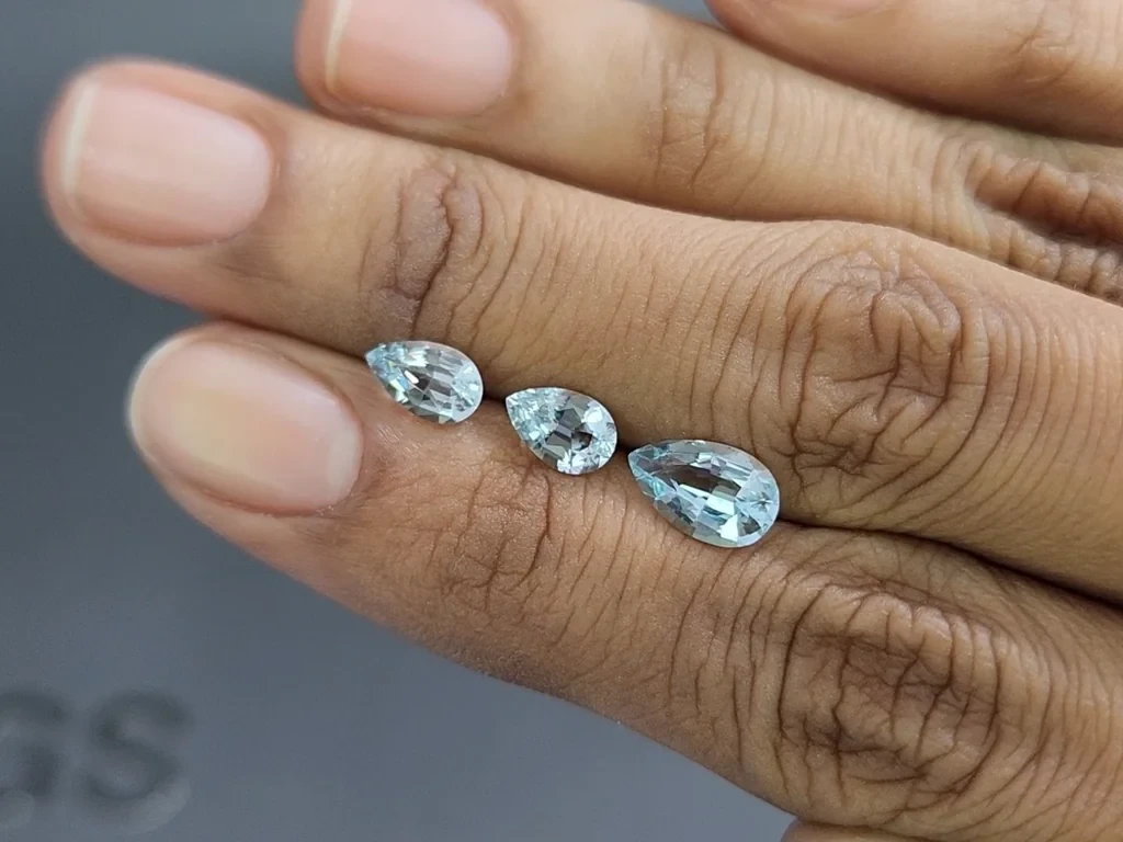 Set of aquamarines in pear cut 2.16 carats, Madagascar Image №2