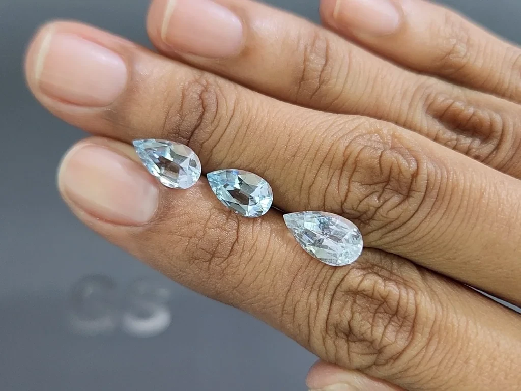 Ensemble aigues-marines taille poire, 4,49 carats, Madagascar Image №2