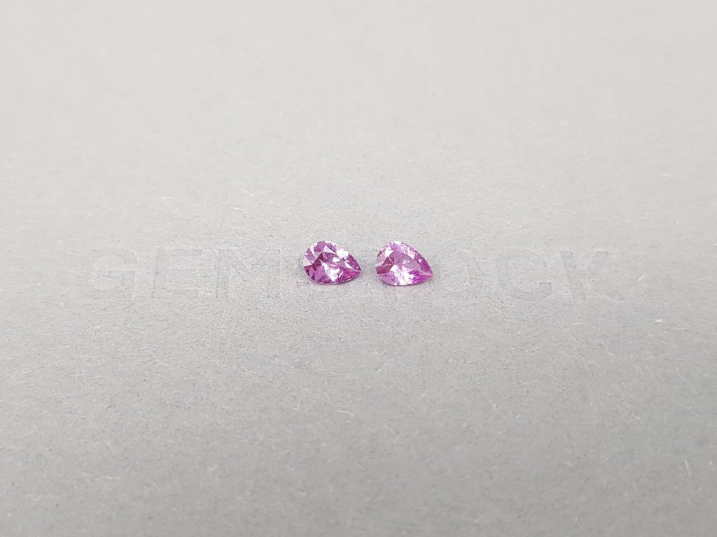 Pair of unheated pink sapphires pear cut  0.75 ct, Madagascar Image №1