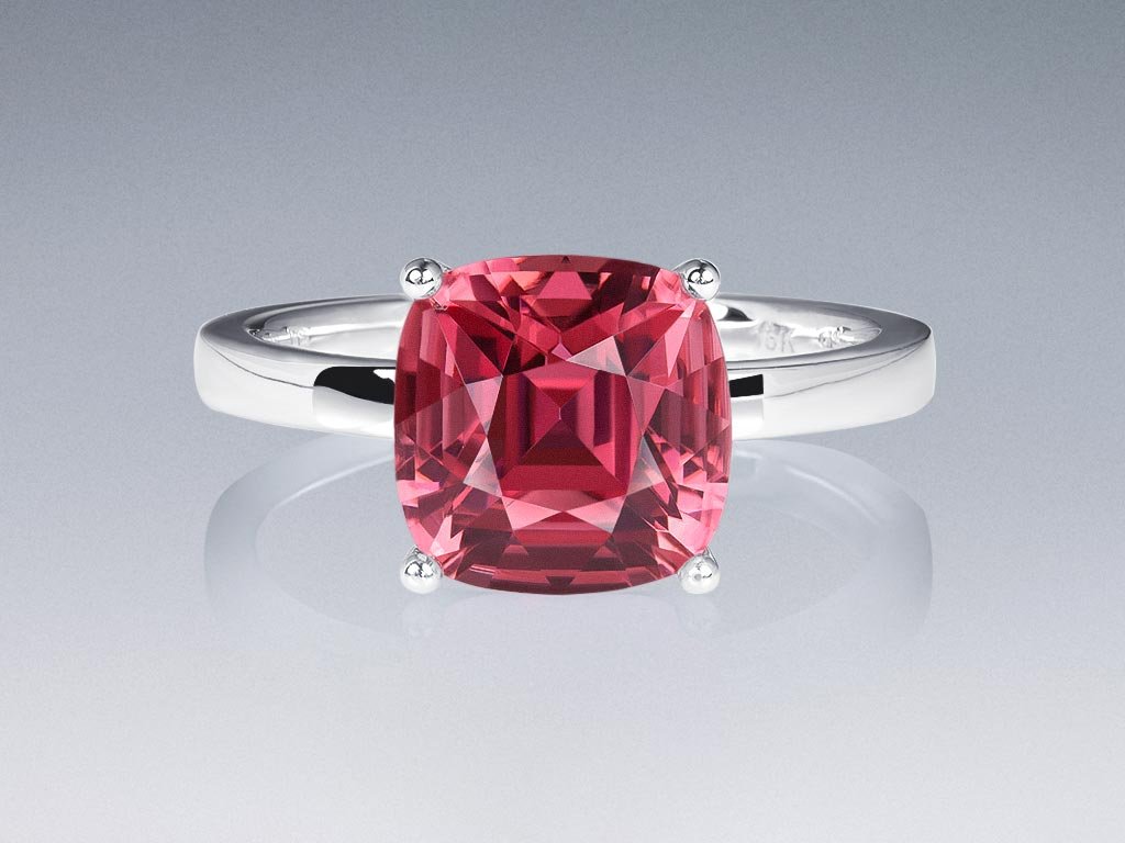 Bague avec rubellite rose-orange 3,37 carats en or blanc 18 carats Image №1