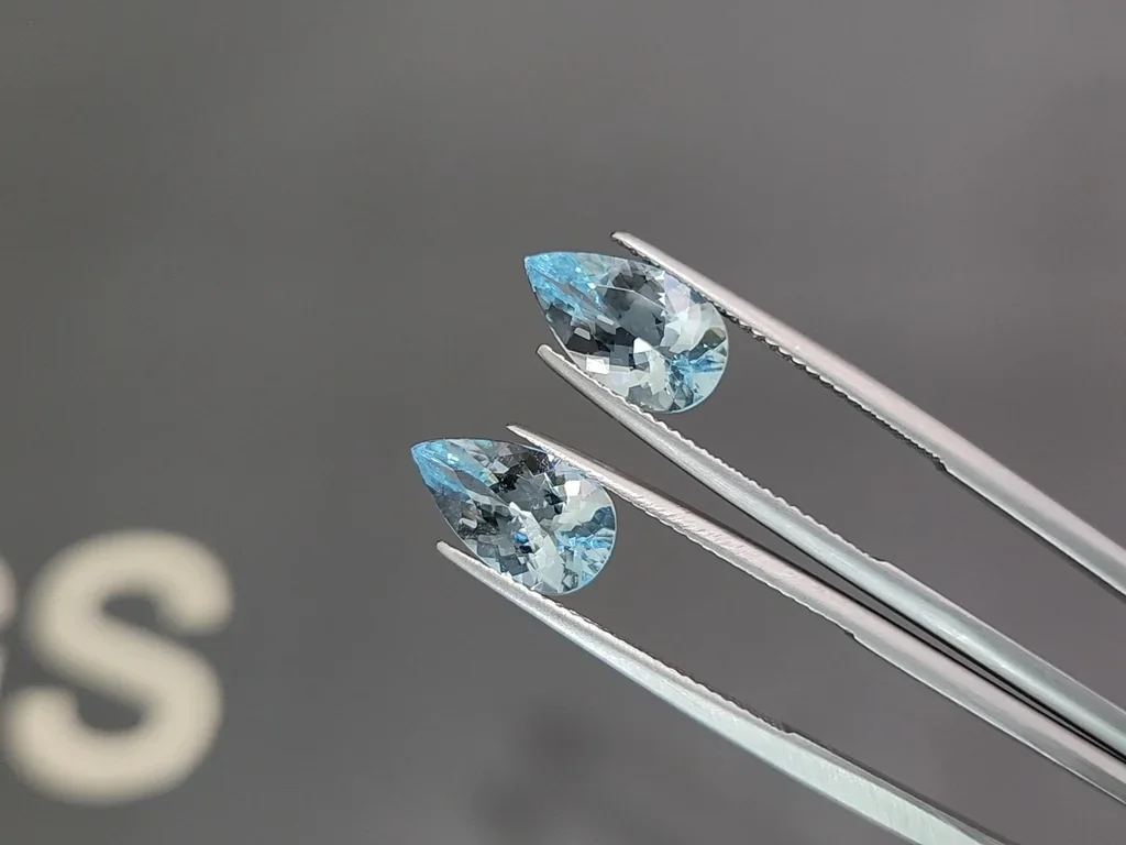 Par de aguamarinas talla pera de 4,04 ct, Madagascar  Image №3