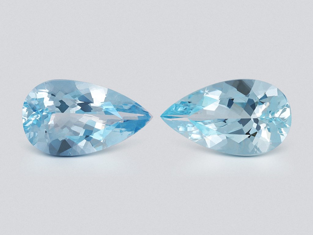 Par de aguamarinas talla pera de 4,04 ct, Madagascar  Image №1