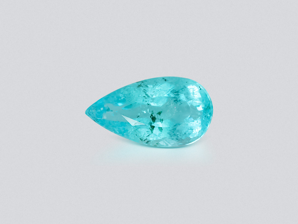 Neon blauer Paraiba-turmalin im birnenschliff 3,38 karat, Mosambik Image №1