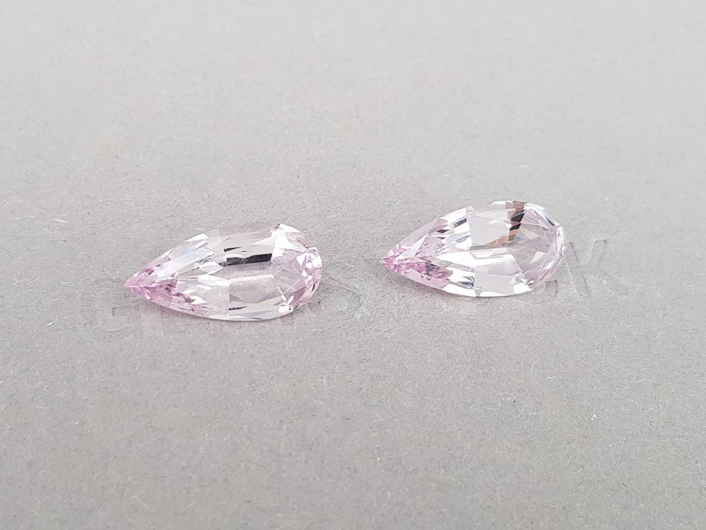 Pair of pink pear cut morganites 8.36 carats Image №2