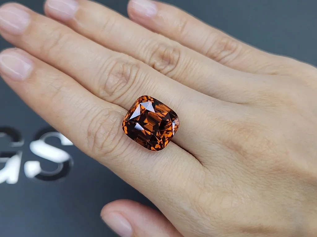 Large orange-brown zircon in cushion cut 23.68 carats, Tanzania Image №2