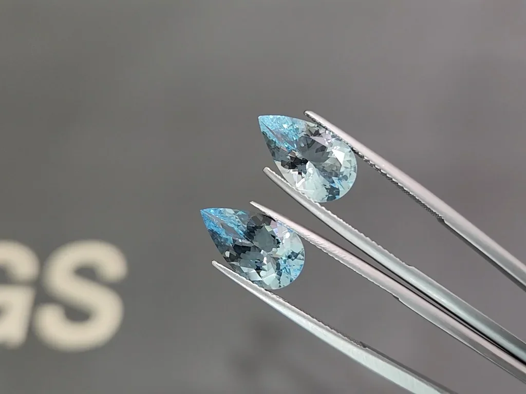 Pair of aquamarines pear cut 6.03 carats, Madagascar  Image №3