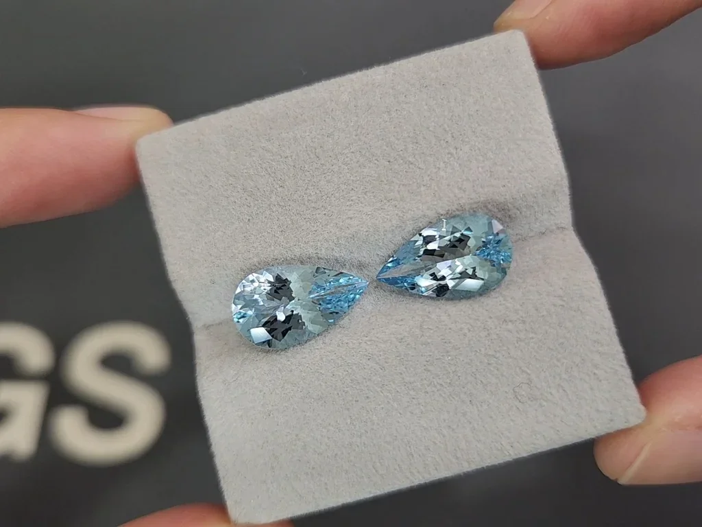Pair of aquamarines pear cut 6.03 carats, Madagascar  Image №4