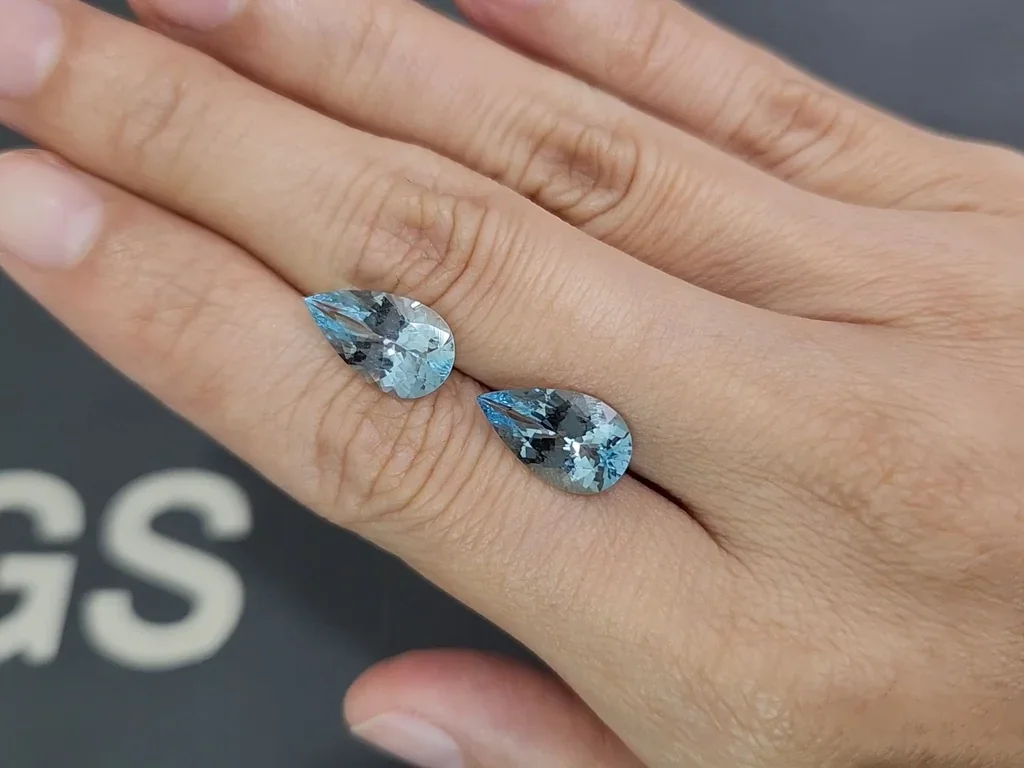 Pair of aquamarines pear cut 6.03 carats, Madagascar  Image №2