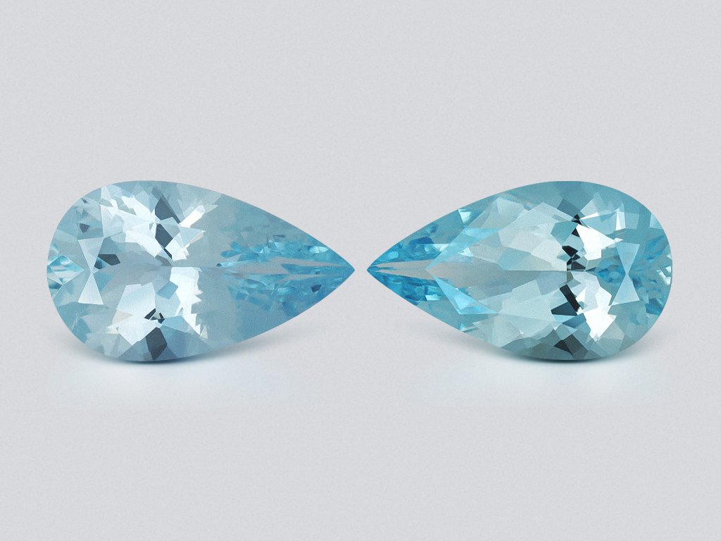 Pair of aquamarines pear cut 6.03 carats, Madagascar  Image №1