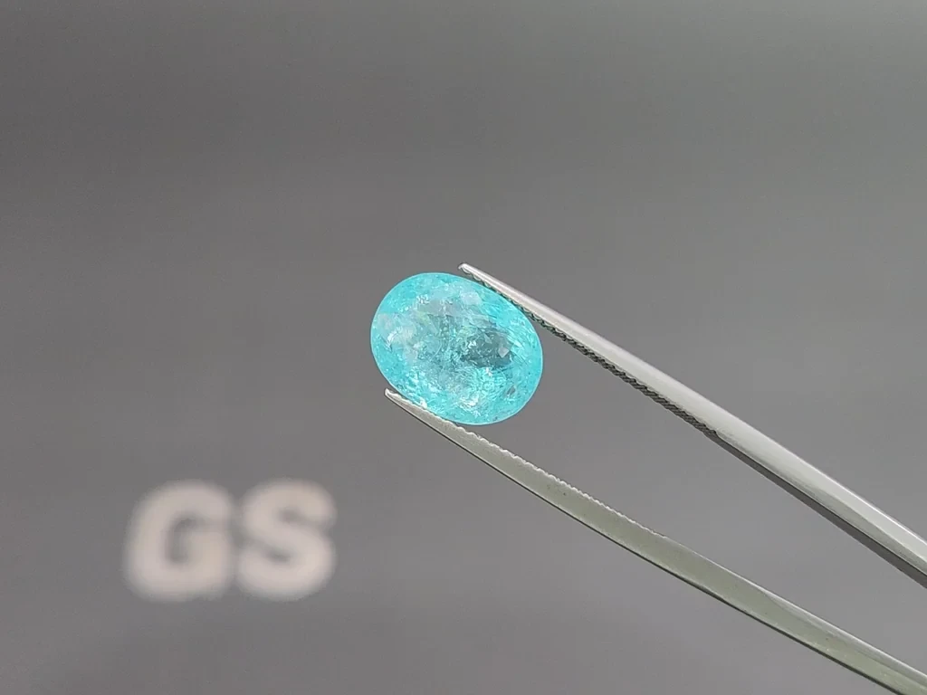 Neonblauer Paraiba-turmalin oval geschliffen 5,58 karat, Mosambik Image №3