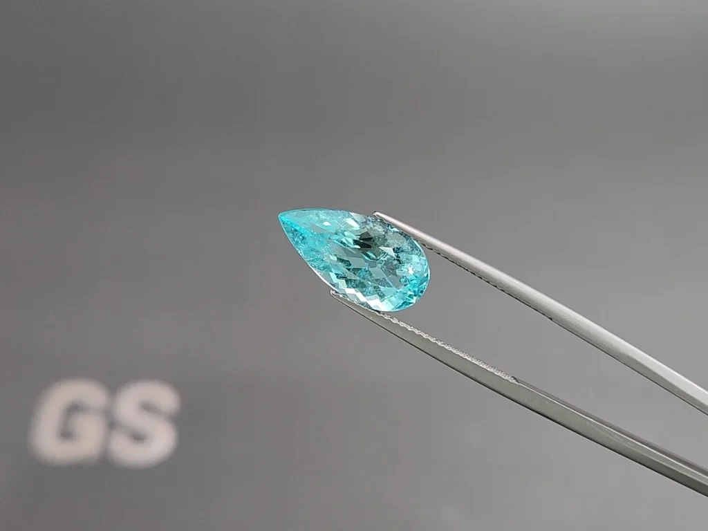 Tourmaline néon bleue Paraiba taille poire, 4,40 carats, Mozambique Image №3