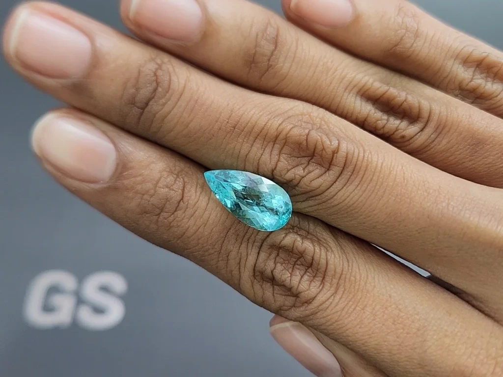 Tourmaline néon bleue Paraiba taille poire, 4,40 carats, Mozambique Image №2