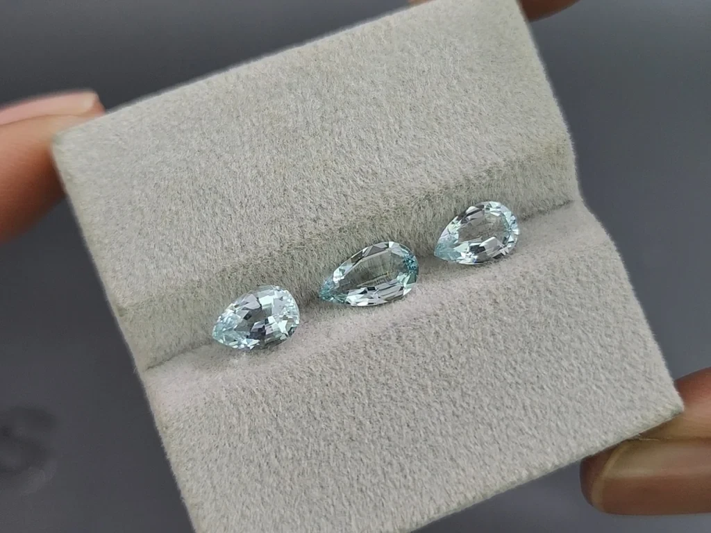 Set of aquamarines in pear cut 2.10 carats, Madagascar Image №4
