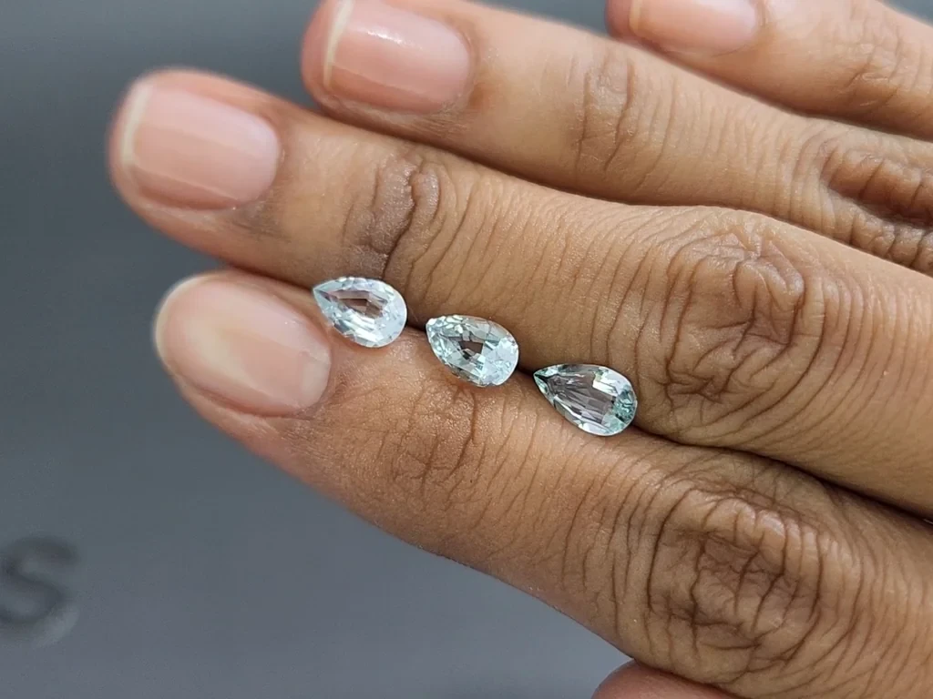 Set of aquamarines in pear cut 2.10 carats, Madagascar Image №1