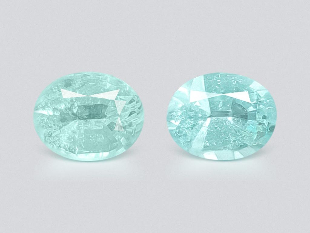 Par de turmalinas Paraiba talla ovalada de 3,08 quilates, Mozambique Image №1