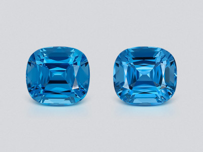 Pair of topaz Swiss Blue cushion cut 26.44 carats, Brazil photo