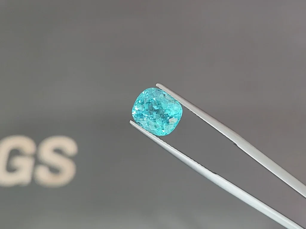 Neon blue tourmaline Paraiba cushion cut 3.93 carats, Africa Image №3