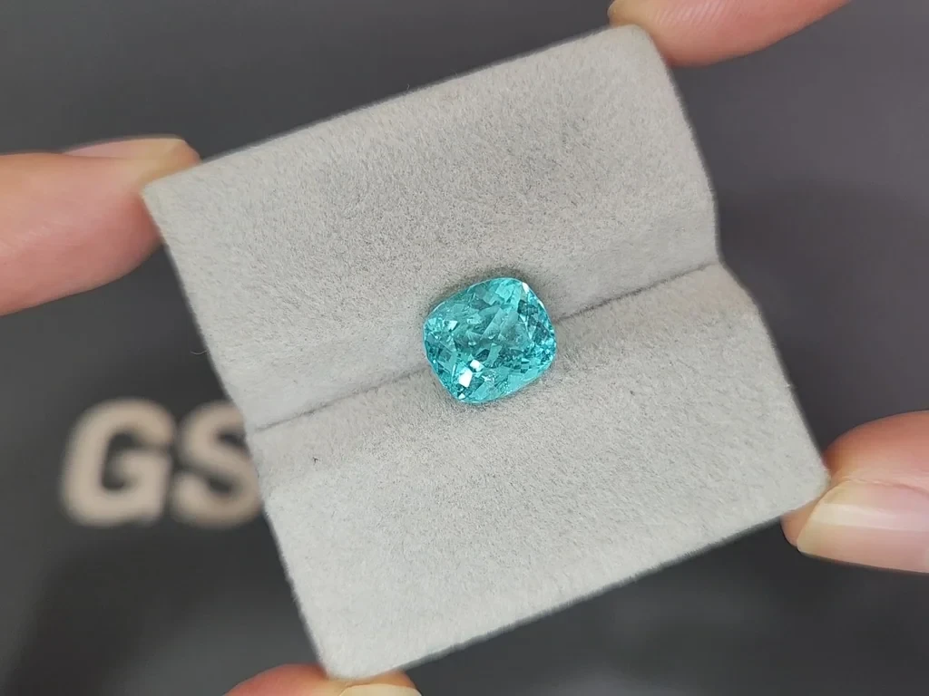 Neon blue tourmaline Paraiba cushion cut 3.93 carats, Africa Image №4