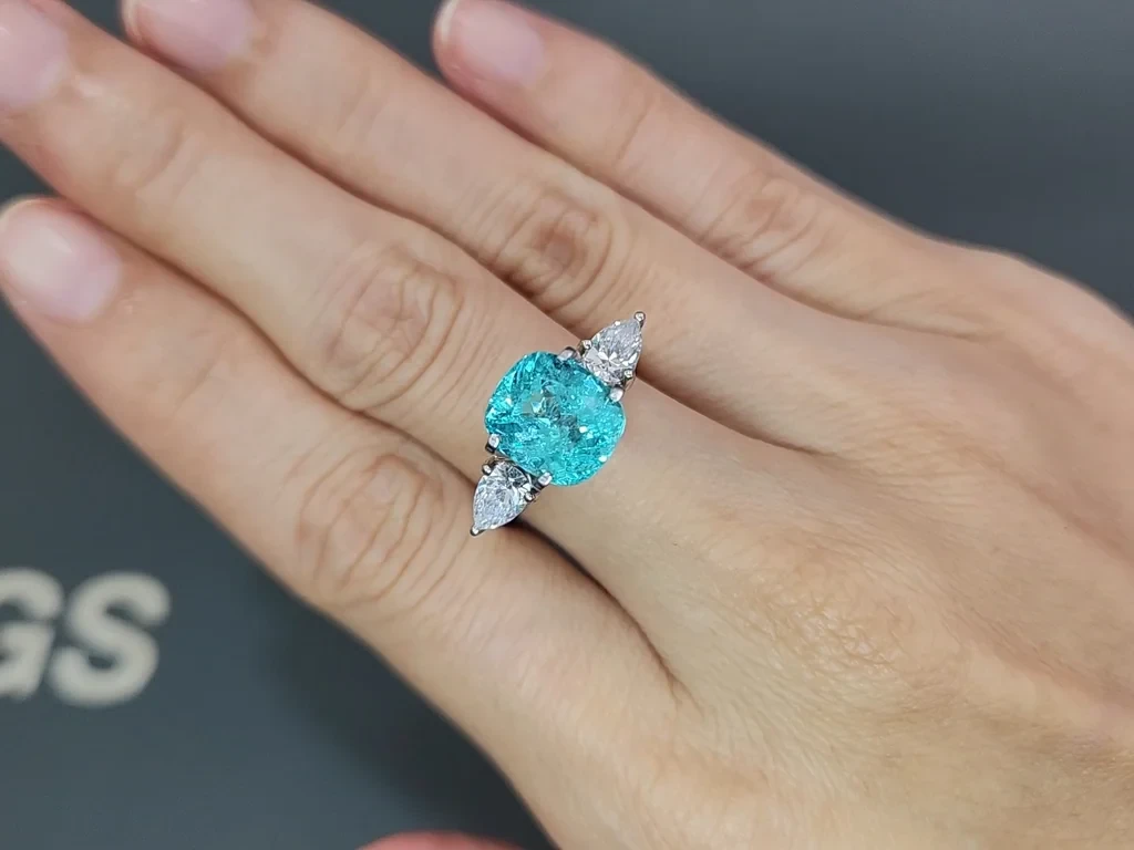 Neon blue tourmaline Paraiba cushion cut 3.93 carats, Africa Image №5