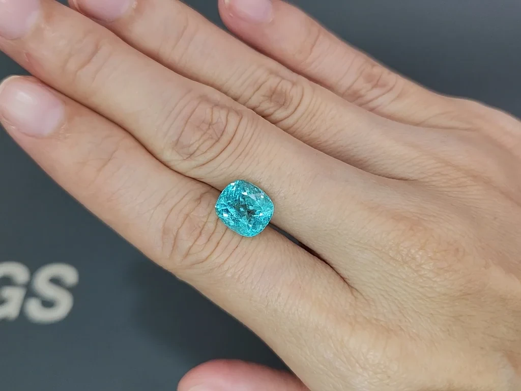 Neon blue tourmaline Paraiba cushion cut 3.93 carats, Africa Image №2