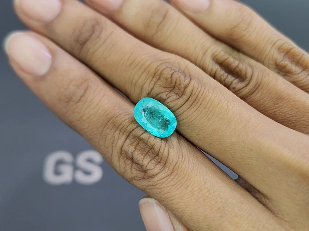 Turmalina de Paraíba de talla cojín azul neón de 3,53 quilates, Mozambique Image №2