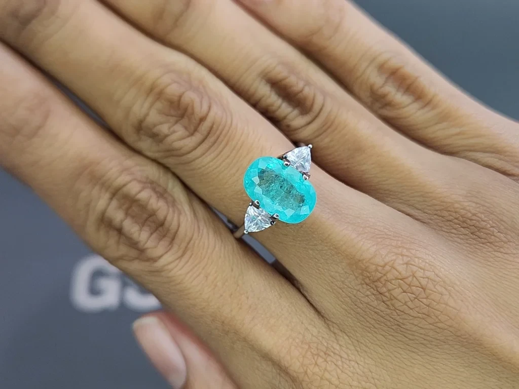 Turmalina de Paraíba de talla cojín azul neón de 3,53 quilates, Mozambique Image №5