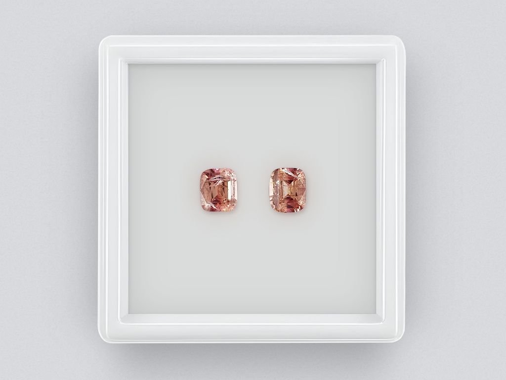 Paar orangefarbene Turmaline im Kissenschliff von 1,58 Karat Image №1