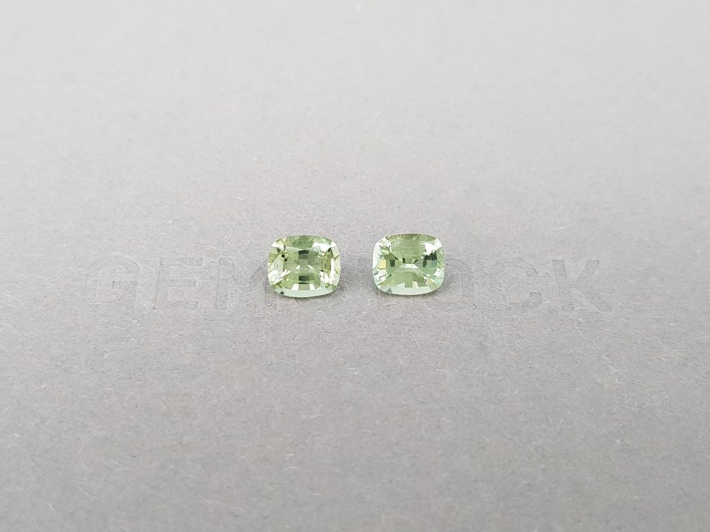 Pair of rare cushion-cut green beryls 1.87 ct, Burma Image №1