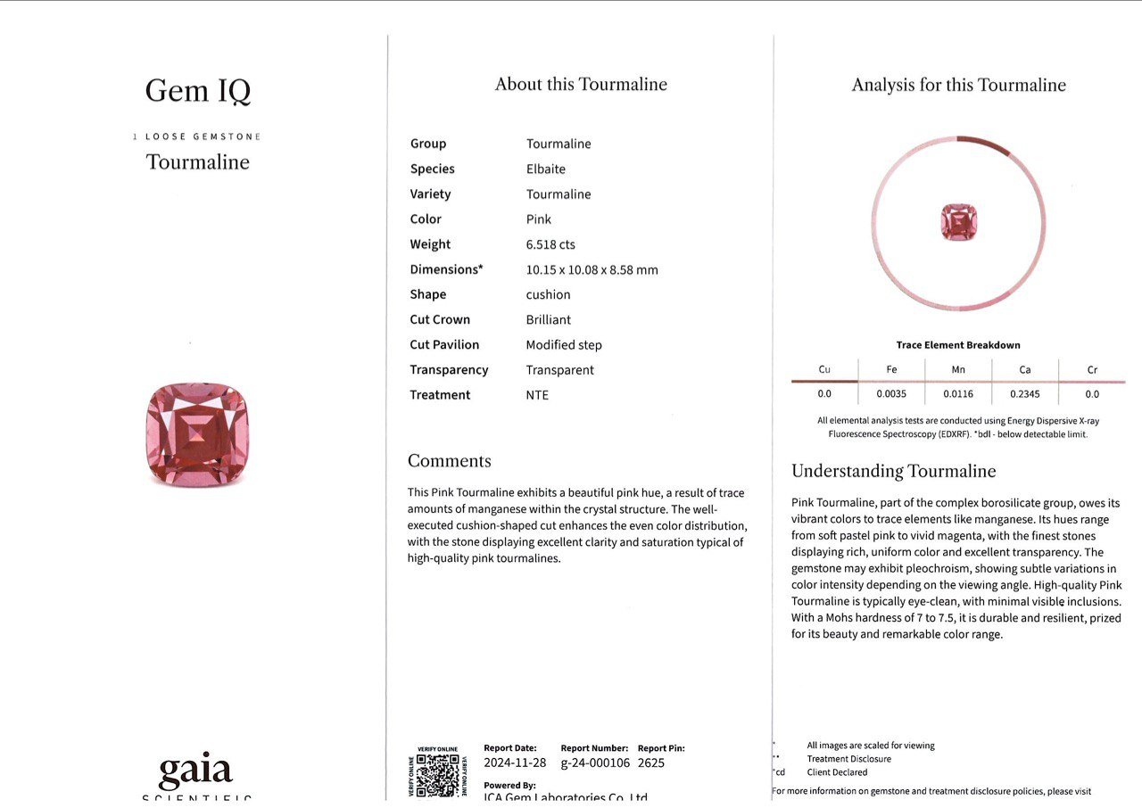 Turmalina rosa talla cojín 6,52 quilates, África Image №6