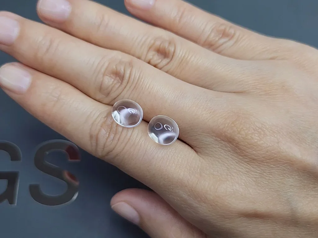 Paire de pierres de lune taille ovale 7,08 carats, Birmanie Image №2