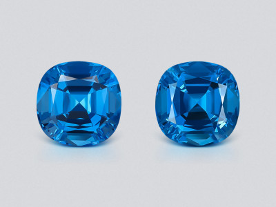 Pair of topaz Swiss Blue cushion cut 27.37carats, Brazil photo