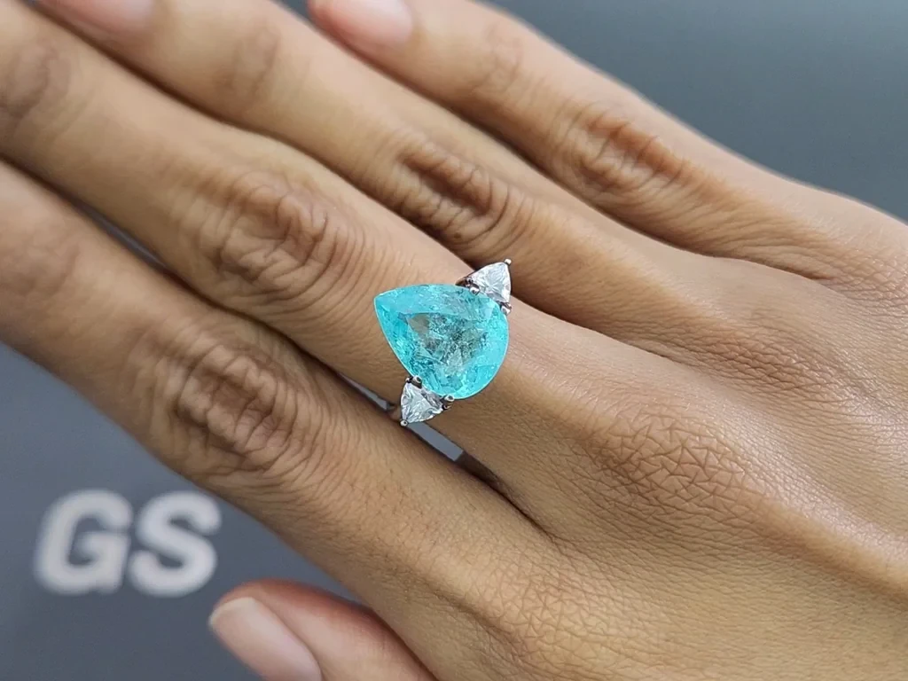 Tourmaline bleue Paraiba taille poire, 5,12 carats, Mozambique Image №5