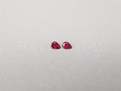 Pair of Pigeon's blood rubies in pear cut 0,71 ct, Madagascar photo