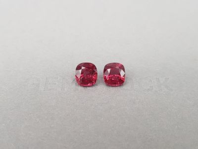 Pair of vivid red spinels in cushion cut 5.03 ct, Tanzania photo