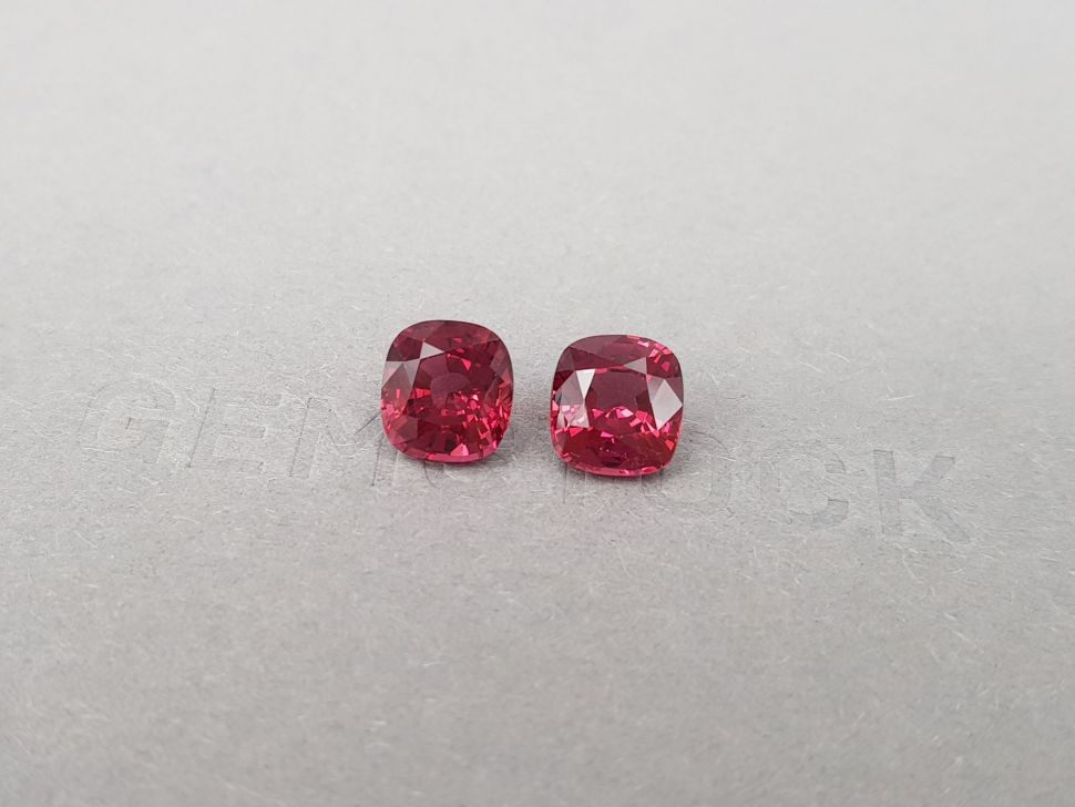 Pair of vivid red spinels in cushion cut 5.03 ct, Tanzania Image №3