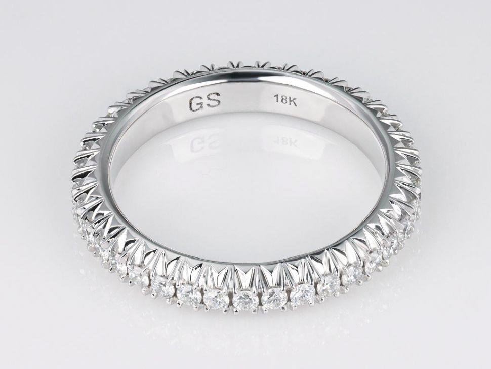 Ring with diamonds in 18-carat white gold Image №2