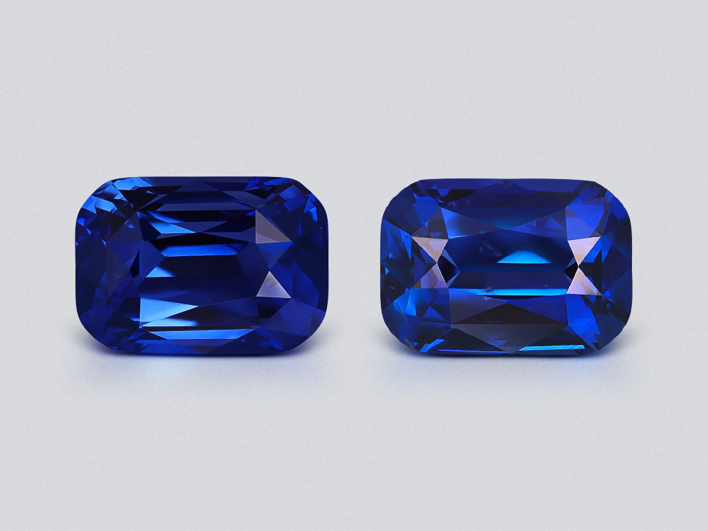 Par de zafiros azul real de talla cojín de 5,40 carats, Sri Lanka Image №1