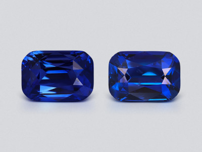 Par de zafiros azul real de talla cojín de 5,40 carats, Sri Lanka photo