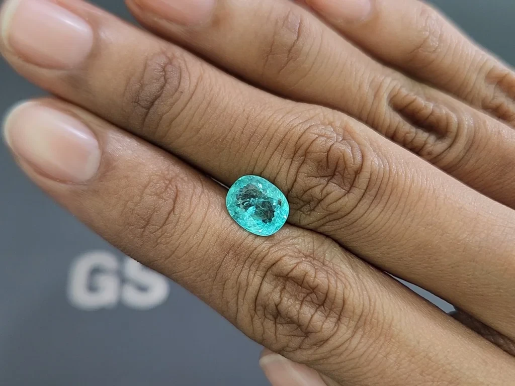 Neon Paraiba tourmaline cushion cut  2.04 carats, Mozambique Image №2