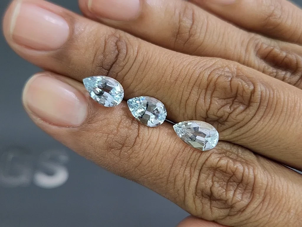 Satz aquamarine im birnenschliff 4,10 karat, Madagaskar Image №2