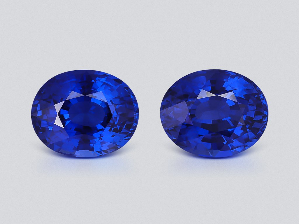 Pair of sapphires Royal Blue oval cut  10.72 carats, Madagascar Image №1