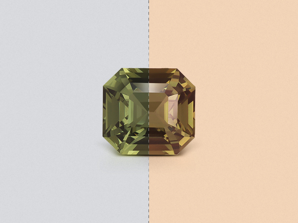 Zafiro asscher de sin calentar con cambio de color 1,52 carats, Sri Lanka Image №1
