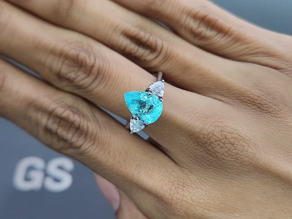 Tourmaline Paraiba bleu néon de 2,64 carats, taille poire, Mozambique Image №5