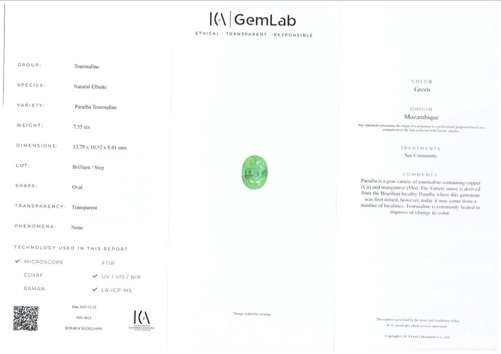 Tourmaline Jaune-verte Du Mozambique – 6.8×5 Mm – 0.78 Ct – Naturelle